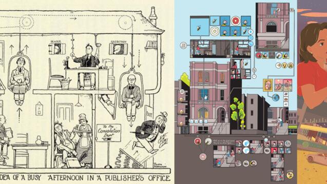 Illustrations by Heath Robinson, Chris Ware, and Suzie Siyi Liu