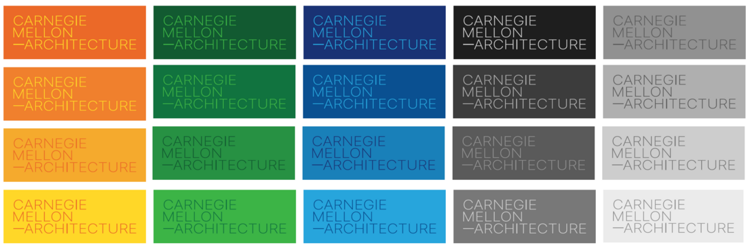 color block versions of Carnegie Mellon Architecture wordmark