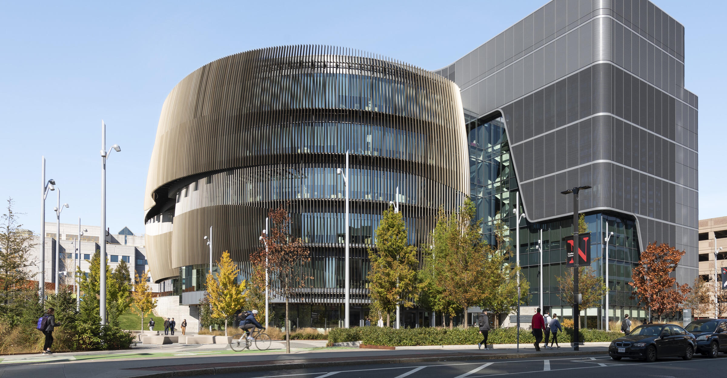 The exterior of “ISEC”: Northeastern University - Interdisciplinary Science & Engineering Complex.